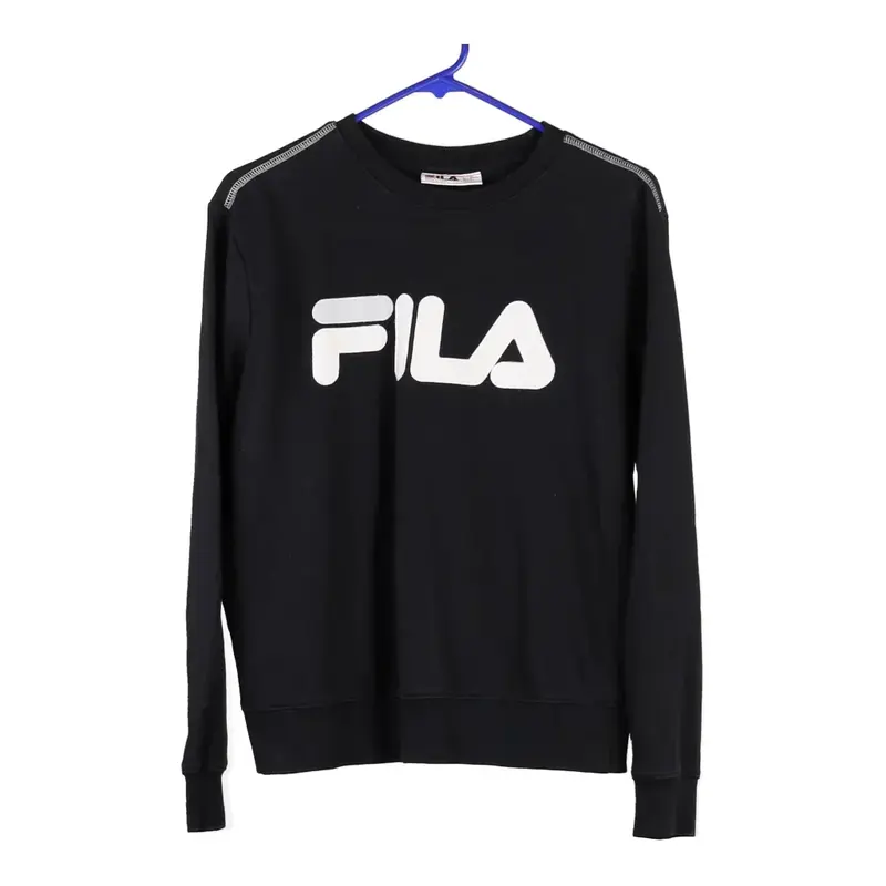 Fila Spellout Sweatshirt - Small Black Cotton Blend