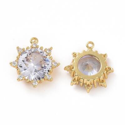 Brass Micro Pave Clear Cubic Zirconia Pendants