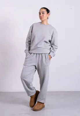 Organic Cotton Sweatpants, Light Grey Marl | Size: XXL