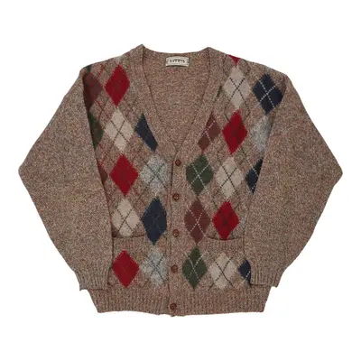 New Events Argyle Cardigan - XL Brown Virgin Wool