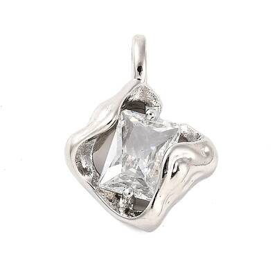 Brass Pave Clear Cubic Zirconia Pendants