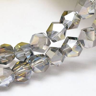 Half Plated Polygon Glass Bead Strands