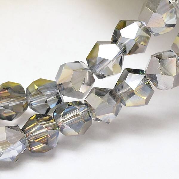Half Plated Polygon Glass Bead Strands
