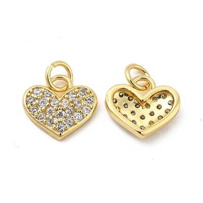 Brass Micro Pave Clear Cubic Zirconia Charms