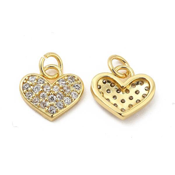 Brass Micro Pave Clear Cubic Zirconia Charms