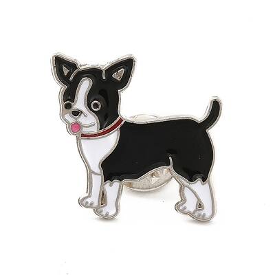 Dog Enamel Pin with Brass Butterfly Clutches