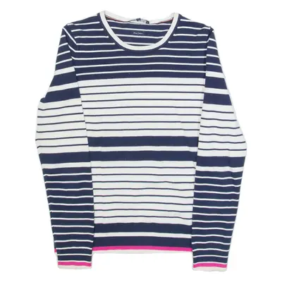 TOMMY HILFIGER Womens Patterned Jumper Blue Striped Tight Knit XS