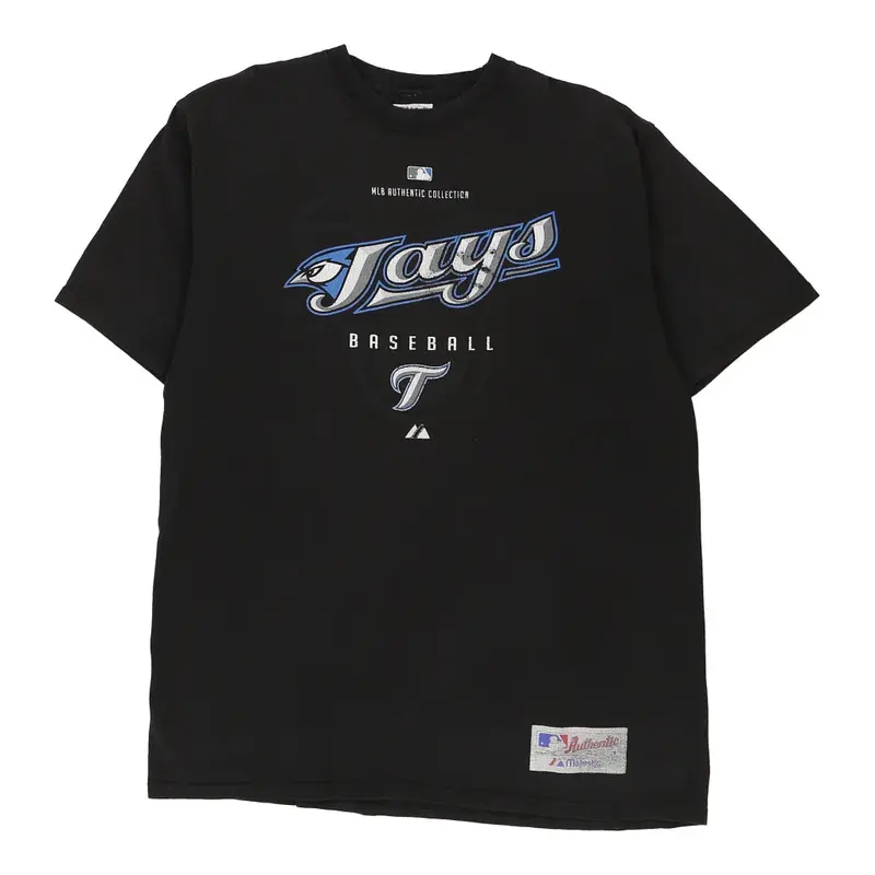 Toronto Blue Jays Majestic MLB T-Shirt - Large Black Cotton