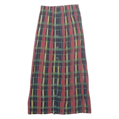 Womens A-Line Skirt Red Long Viscose Check L