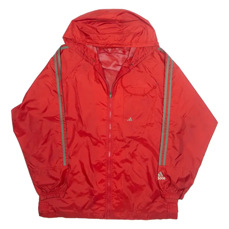 ADIDAS Mens Rain Jacket Red Hooded XL
