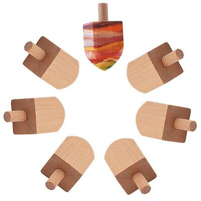 GORGECRAFT 15PCS Unfinished Wooden Toys Blank Dreidel Wooden Ready to Decorate