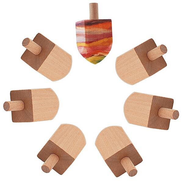 GORGECRAFT 15PCS Unfinished Wooden Toys Blank Dreidel Wooden Ready to Decorate