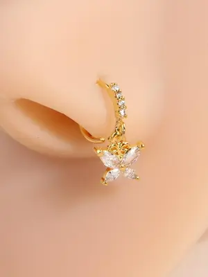 Fashion Elegant Butterfly Rhinestone Decorated Nose Ring For Women