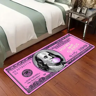 Ben Franklin Dollar Pattern Non-slip Soft Floor Mat, 1 Count Creative Colorful Money Graphic Area Rug, Decorative Carpet for ...