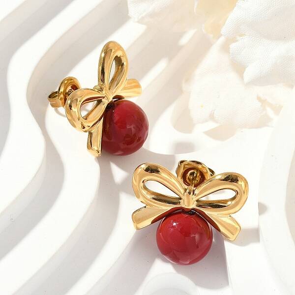 304 Stainless Steel Enamel Stud Earrings