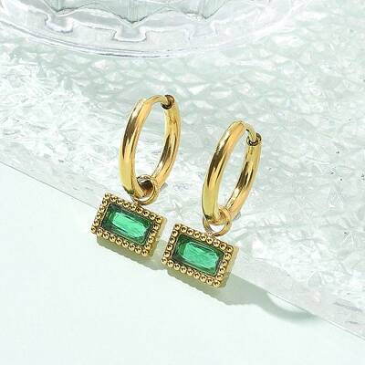 Ion Plating(IP) 304 Stainless Steel Rectangle Hoop Earrings