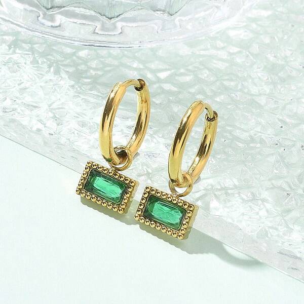 Ion Plating(IP) 304 Stainless Steel Rectangle Hoop Earrings