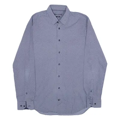 TOMMY HILFIGER Slim Fit Shirt Blue Geometric Long Sleeve Mens M