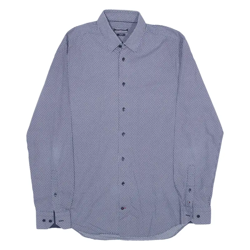 TOMMY HILFIGER Slim Fit Shirt Blue Geometric Long Sleeve Mens M