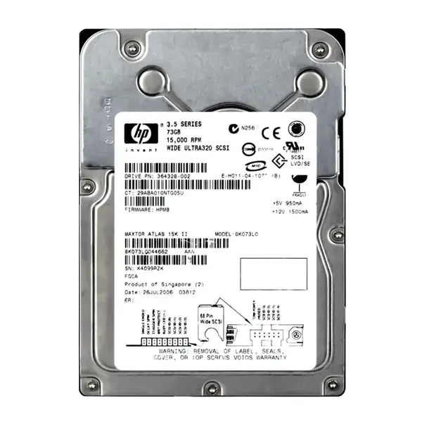 364328-002 HP 72.8GB Ultra-320 SCSI 15000 3.5-inch Hard Drive