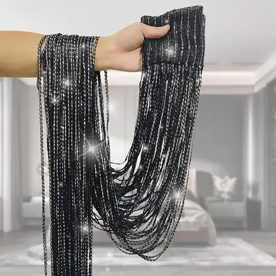 1 Piece String Tinsel Door Curtain, Glitter Fringe Door Wall Window Room Divider, Door Decor for Living Room, Bedroom, Party ...