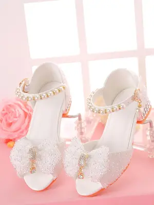 Girl's Elegant Rhinestone Decorated Bowknot Design Sandals, Cute Comfortable Sandals for Party, Daily Clothing Decor for Girl...