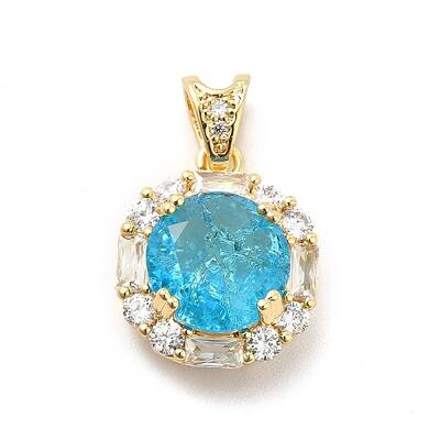 Brass Micro Pave Clear Cubic Zirconia Pendants