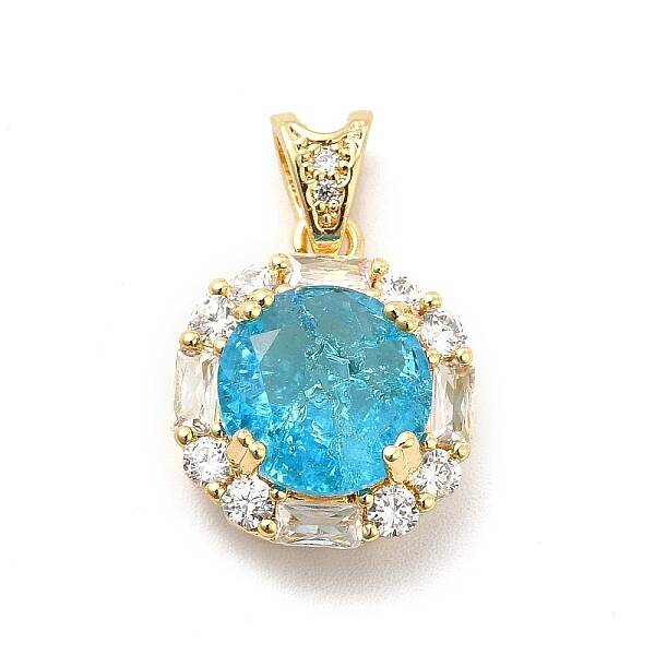 Brass Micro Pave Clear Cubic Zirconia Pendants