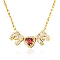 KissYan Mama Necklace for Women, 14K Gold Plated Heart Birthstones Bubble Pendant Necklaces for Mom Wife Dainty Jewelry Gift ...