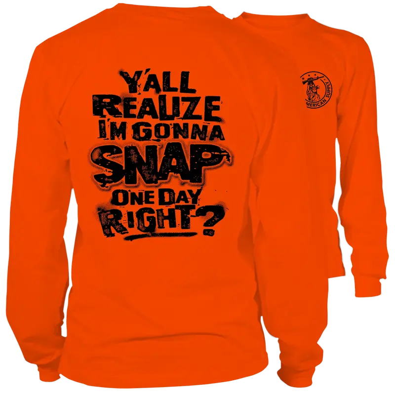 Snap- Long Sleeve Safety Orange Hi-Vis T-Shirt