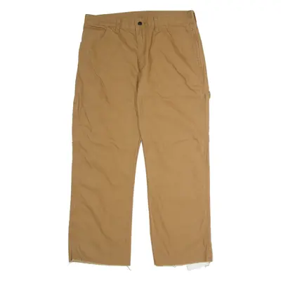 DICKIES Workwear Carpenter Mens Canvas Trousers Brown Regular Straight W34 L28