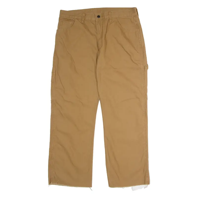 DICKIES Workwear Carpenter Mens Canvas Trousers Brown Regular Straight W34 L28
