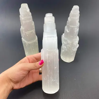 20cm Selenite Tower, Selenite Rough Tower, XL Selenite Tower