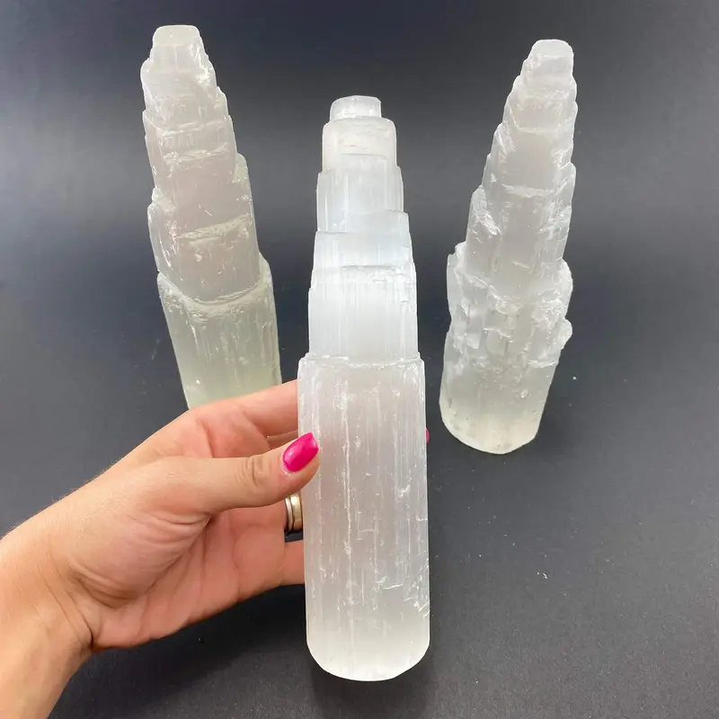 20cm Selenite Tower, Selenite Rough Tower, XL Selenite Tower