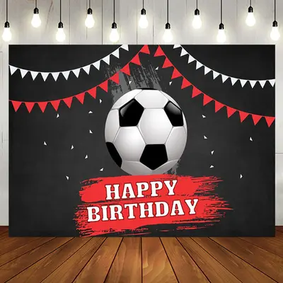 Football Flag Black Happy Birthday Backdrop For Boy - Aperturee