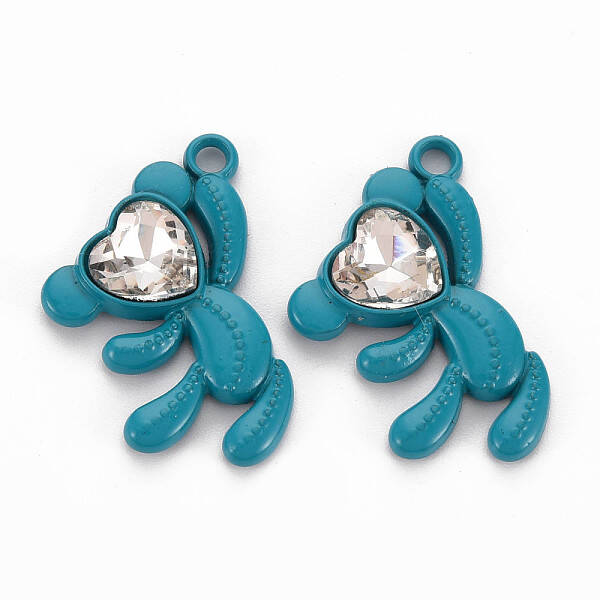 Spray Painted Alloy Rhinestone Pendants