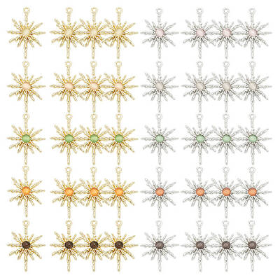 40Pcs 10 Style Rack Plating Alloy Cat Eye Pendants