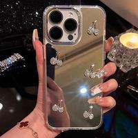 Rhinestone Decor Phone Case, Fashion Mirror Phone Protective Case for iPhone 16 Series, Anti-drop Phone Cover Compatible wit...