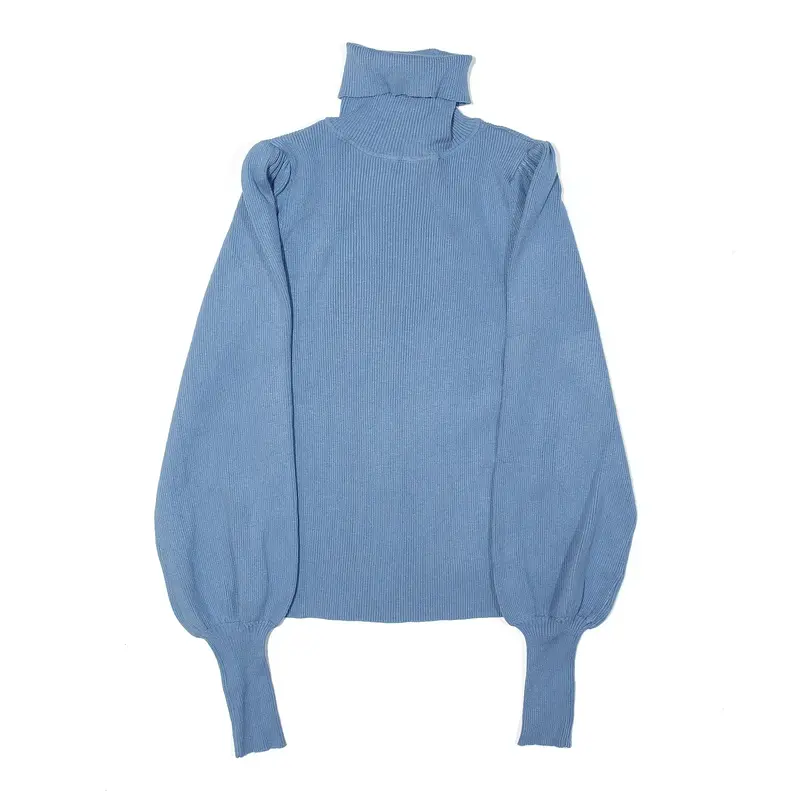 LOVE TREE Chic and Cozy Jumper Blue Roll Neck Womens S