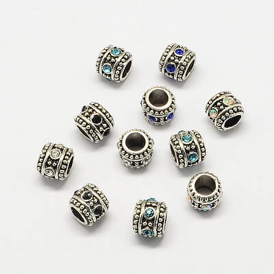 Alloy Rhinestone Rondelle Large Hole European Beads