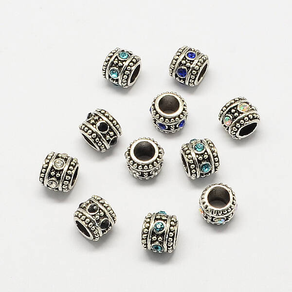 Alloy Rhinestone Rondelle Large Hole European Beads