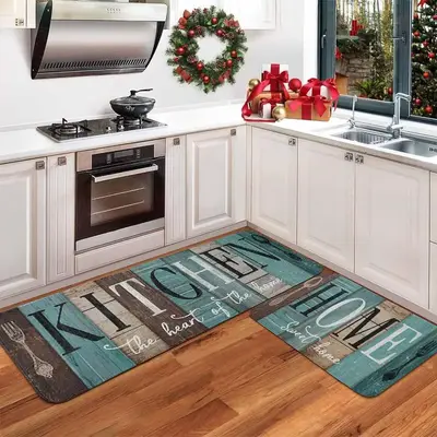 Boho Style Kitchen Mat, 2 Counts Non-slip Kitchen Rug, Soft Floor Mat for Home Kitchen Living Room Bathroom Entry Way
