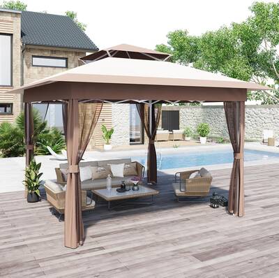 Garvee Pop Up Gazebo Patio Gazebo 11x11 Outdoor Gazebo with Mosquito Netting Outdoor Canopy Shelter with Double Roof Ventiati...