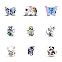 MULA Nature-Inspired Charm Beads – 925 Silver-Plated Animal & Flower Pendants with Enamel & CZ – Compatible with Pandora ...