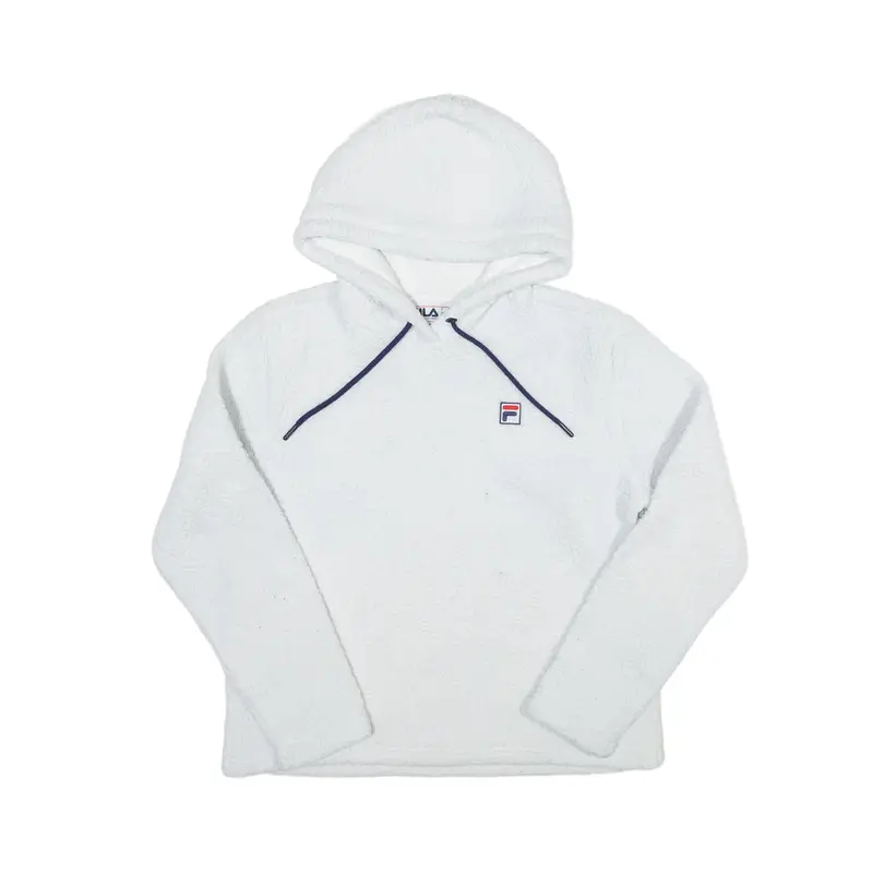 FILA Fleece Hoodie White Pullover Womens S