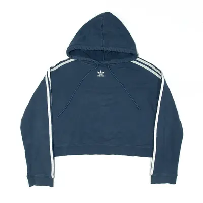 ADIDAS Cropped Hoodie Blue Pullover Womens UK 8