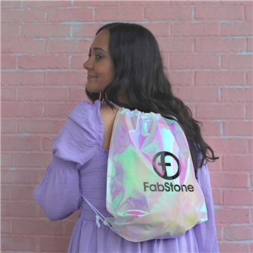 150 Customized Iridescent Pearl Drawstring Bag - Water-Resistant
