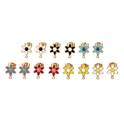 304 Stainless Steel Enamel Stud Earring Findings