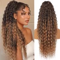 [ Kookastyle ] 26'' Long Curly Drawstring Ponytail – Soft, Voluminous & Natural-Looking Synthetic Hairpiece for Instant Len...