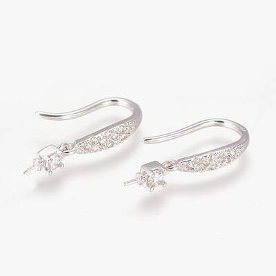 Brass Micro Pave Cubic Zirconia Earring Hooks